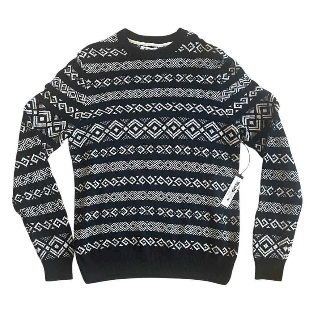 William Rast Men's‎ Cotton Black White Sweater Large NWT MSRP$99